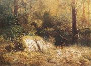 unknow artist Forest landscape with a deer. painting